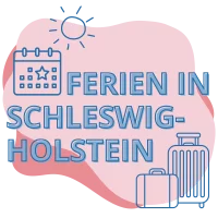 Illustration mit den Worten Ferien in Schleswig-Holstein