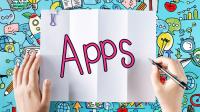 Schriftzug App vor Technik-Grafiken